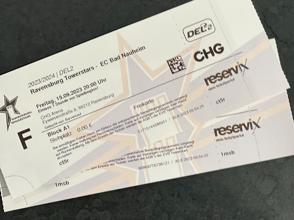 Ticket-Informationen aus dem Fanshop. 